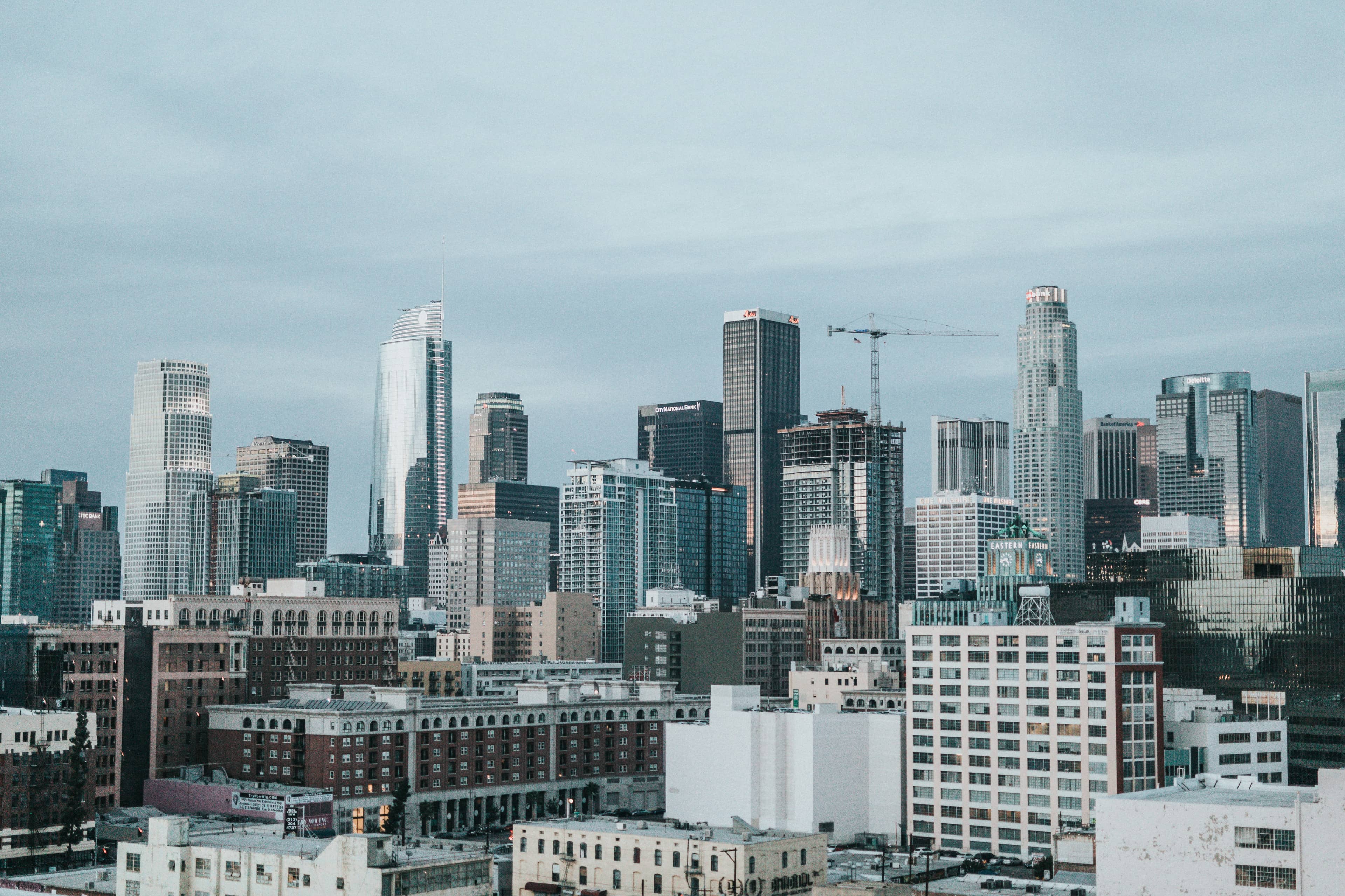The downtown Los Angeles skyline in daylight